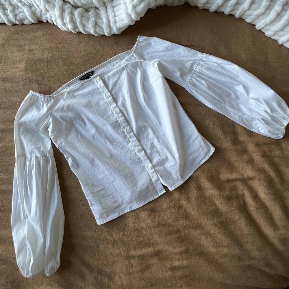 Off the Shoulder Button Down Blouse